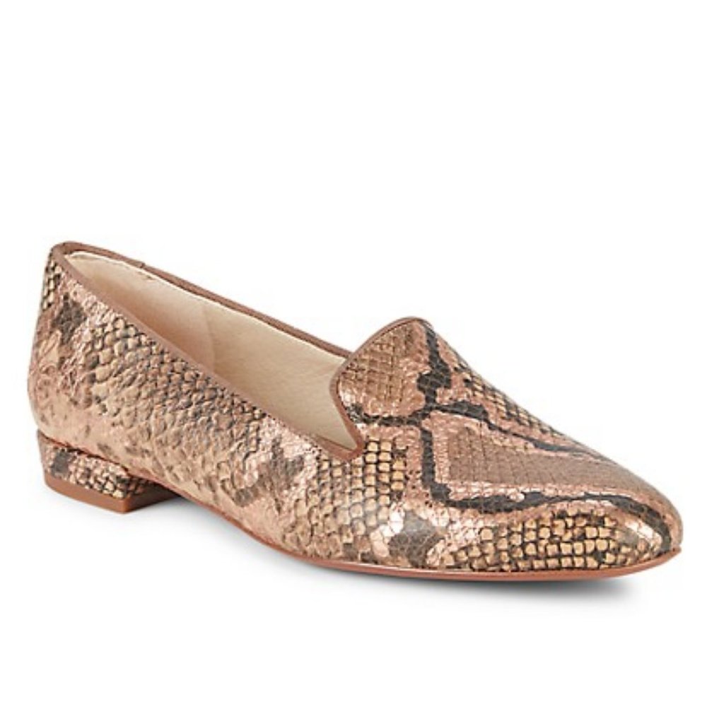 Sam Edelman Jordy Snake-Print Leather Loafers Size 6 New In Box